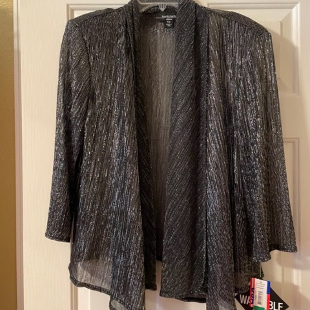 Lightweight Black and Silver Translucent Cardigan with 3/4 length Sleeves